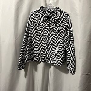Black and White Chevron Jacket with Zipper Closure